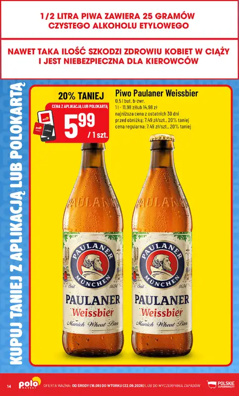 POLOmarket - gazetka promocyjna Kupuj taniej z aplikacją lub polokartą od środy 16.09 do wtorku 22.09 - strona 14