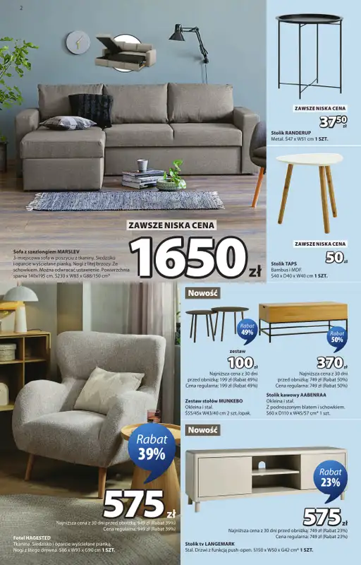 Jysk - gazetka promocyjna Świetna oferta dla domu. Rabat do 60% od środy 23.09 do niedzieli 11.10 - strona 2