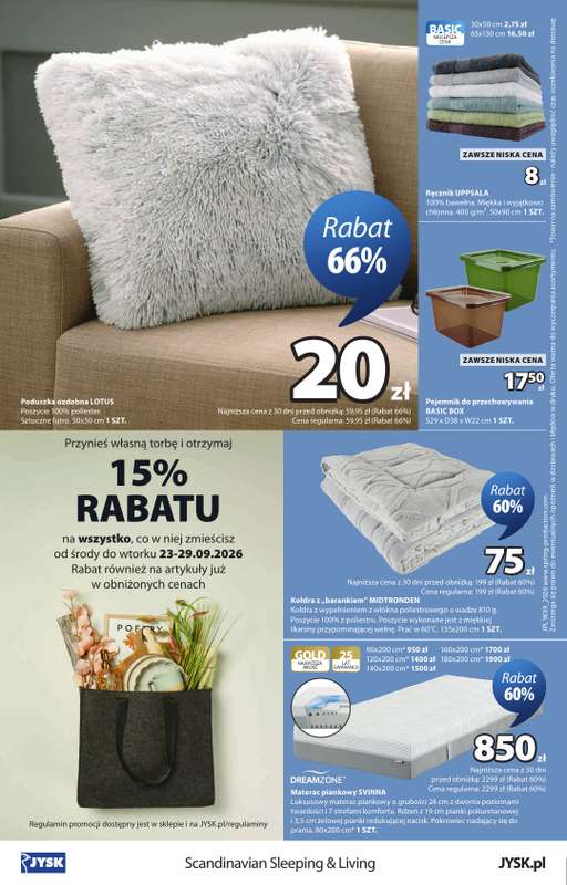 Jysk - gazetka promocyjna Świetna oferta dla domu. Rabat do 60% od środy 23.09 do niedzieli 11.10 - strona 16