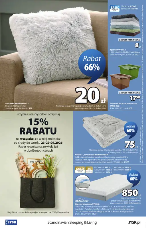 Jysk - gazetka promocyjna Świetna oferta dla domu. Rabat do 60% od środy 23.09 do niedzieli 11.10 - strona 16