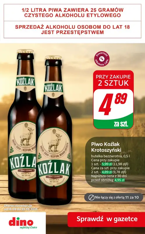 Dino - gazetka promocyjna Super promocje na piwo! od czwartku 17.09 do wtorku 22.09 - strona 3