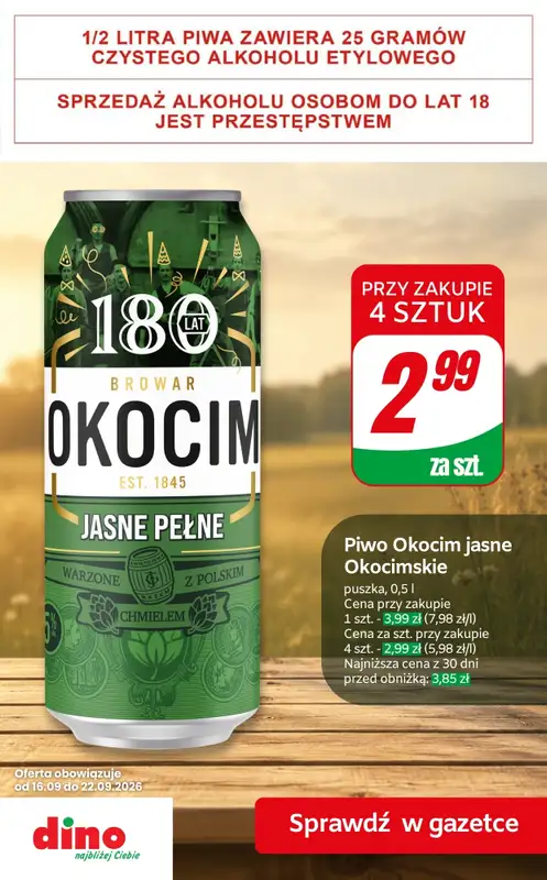 Dino - gazetka promocyjna Super promocje na piwo! od czwartku 17.09 do wtorku 22.09 - strona 6