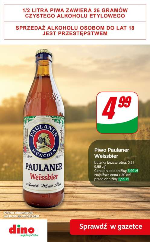 Dino - gazetka promocyjna Super promocje na piwo! od czwartku 17.09 do wtorku 22.09 - strona 7