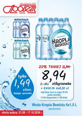 Społem - Blisko i Korzystnie - gazetka promocyjna Plakat promocyjny PSS Kalisz od poniedziałku 21.09 do soboty 17.10
