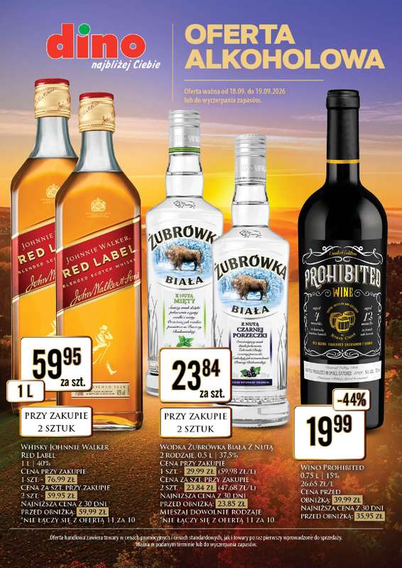 Dino - gazetka promocyjna Oferta alkoholowa od piątku 18.09 do soboty 19.09
