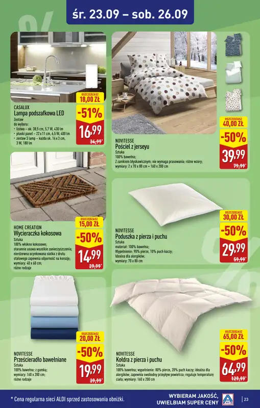 Aldi - gazetka promocyjna Bolesławiec, Aleja Tysiąclecia 49, WIELKIE OTWARCIE już w ŚRODĘ 23.09! od środy 23.09 do soboty 26.09 - strona 23