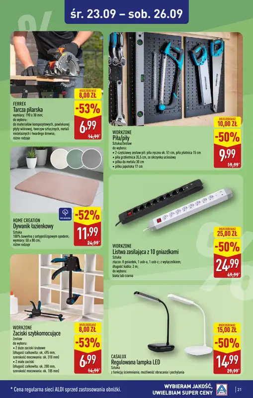 Aldi - gazetka promocyjna Bolesławiec, Aleja Tysiąclecia 49, WIELKIE OTWARCIE już w ŚRODĘ 23.09! od środy 23.09 do soboty 26.09 - strona 21