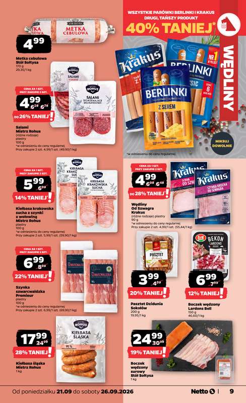 Netto - gazetka promocyjna Gazetka Spożywcza od poniedziałku 21.09 do soboty 26.09 - strona 9