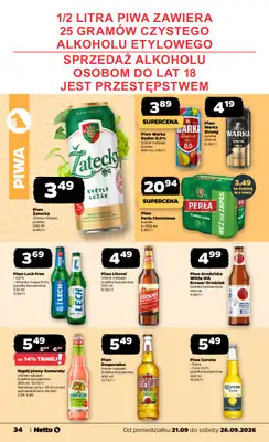 Netto - gazetka promocyjna Gazetka Spożywcza od poniedziałku 21.09 do soboty 26.09 - strona 34