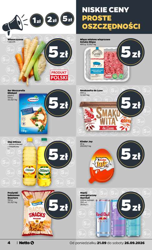 Netto - gazetka promocyjna Gazetka Spożywcza od poniedziałku 21.09 do soboty 26.09 - strona 4