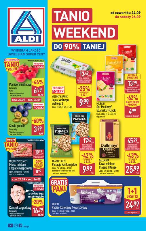 Aldi - gazetka promocyjna Weekend super cen w Aldi! od czwartku 24.09 do soboty 26.09