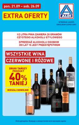 Aldi - gazetka promocyjna Wina czerwone i różowe w ALDI! od poniedziałku 21.09 do soboty 26.09