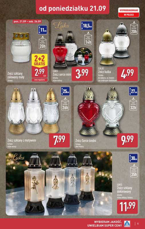 Aldi - gazetka promocyjna Światełko pamięci od poniedziałku 21.09 do soboty 26.09 - strona 5