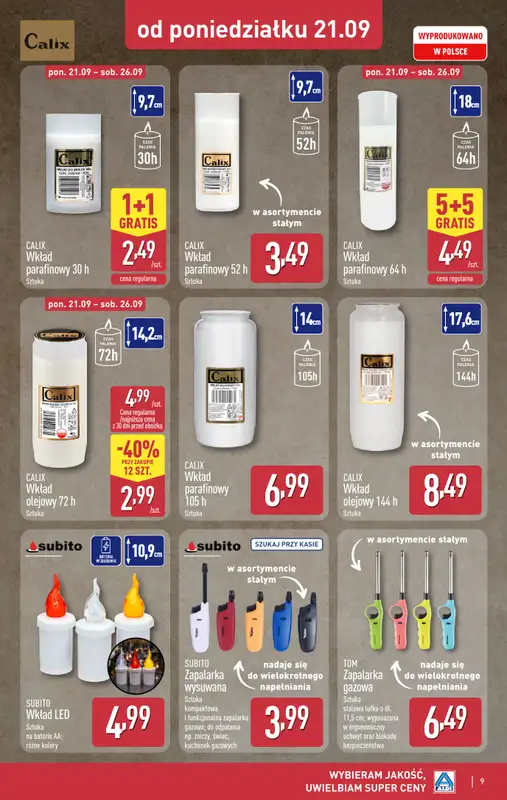 Aldi - gazetka promocyjna Światełko pamięci od poniedziałku 21.09 do soboty 26.09 - strona 9