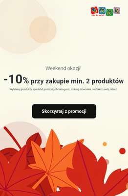 Smyk - gazetka promocyjna Weekend okazji: -10% przy zakupie min. 2 produktów od piątku 18.09 do poniedziałku 21.09