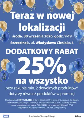 Jysk - gazetka promocyjna Szczecinek: Wielkie Otwarcie JYSK! Już 30.09.2026! od środy 30.09 do środy 07.10