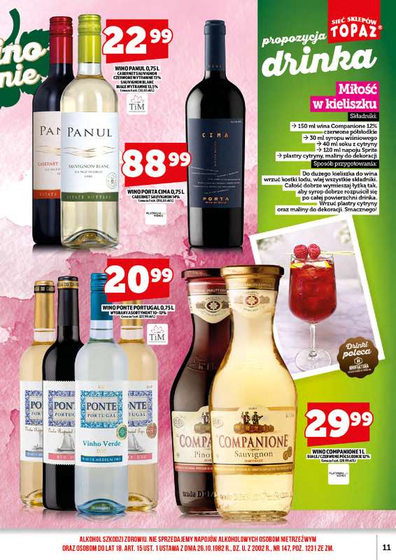 TOPAZ - gazetka promocyjna Ulotka alkoholowa od piątku 18.09 do środy 30.09 - strona 11