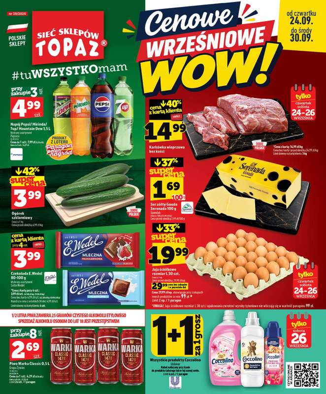 TOPAZ - gazetka promocyjna Gazetka od czwartku 24.09 do środy 30.09