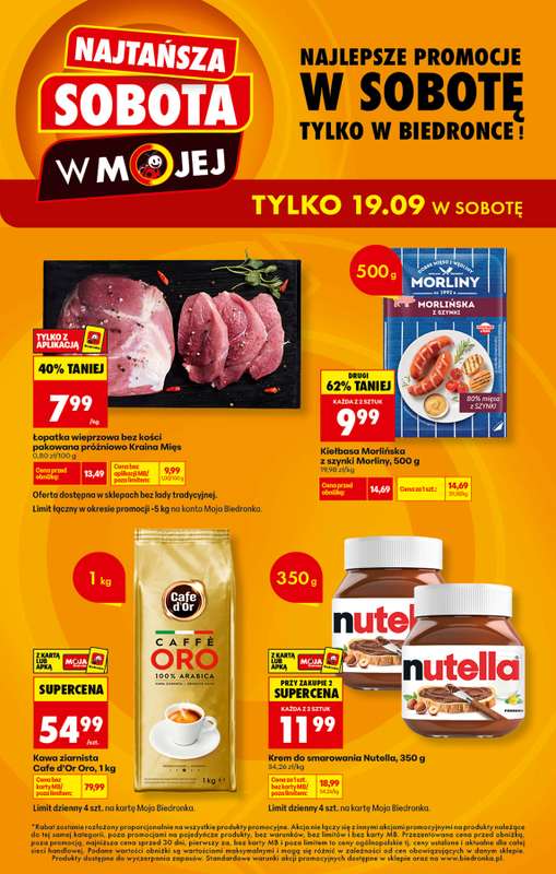 Biedronka - gazetka promocyjna Najtańsza sobota od soboty 19.09 do soboty 19.09