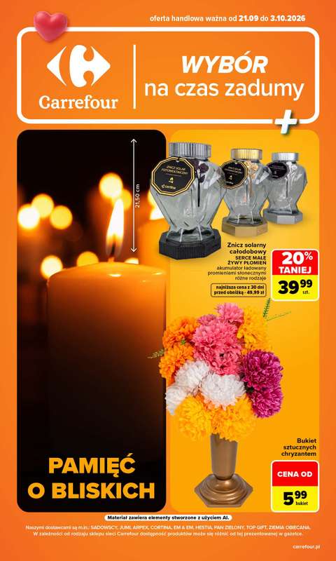 Carrefour - gazetka promocyjna Gazetka Wybór na czas zadumy od poniedziałku 21.09 do soboty 03.10