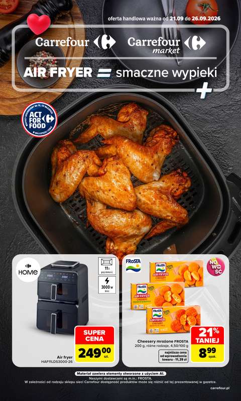 Carrefour - gazetka promocyjna Gazetka Air fryer smaczne wypieki od poniedziałku 21.09 do soboty 26.09