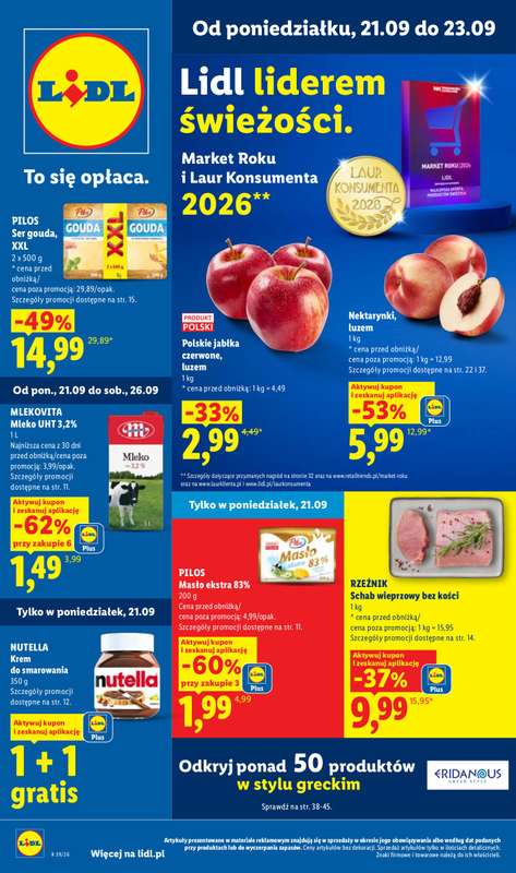 Lidl - gazetka promocyjna Oferta od poniedziałku od poniedziałku 21.09 do środy 23.09