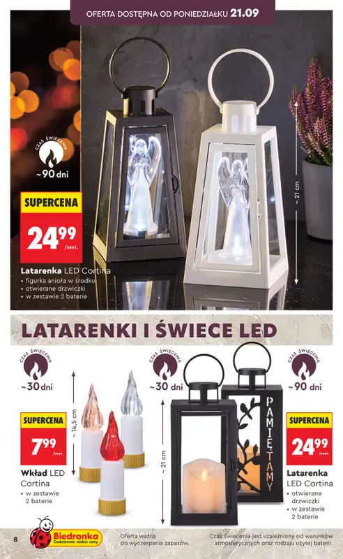 Biedronka - gazetka promocyjna Znicze, wkłady i kwiaty od poniedziałku 21.09  - strona 8