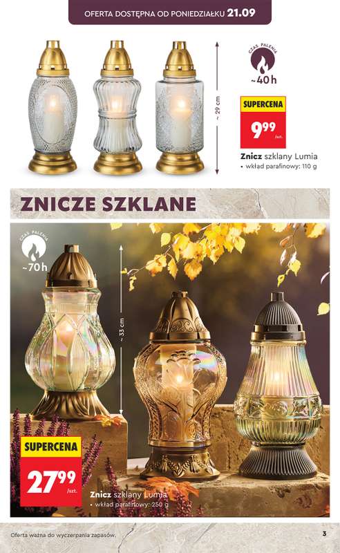Biedronka - gazetka promocyjna Znicze, wkłady i kwiaty od poniedziałku 21.09  - strona 3