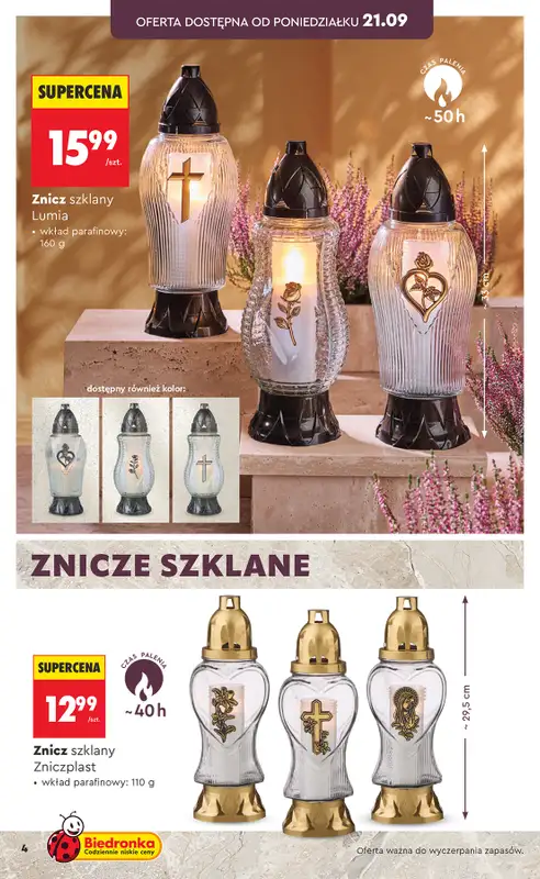 Biedronka - gazetka promocyjna Znicze, wkłady i kwiaty od poniedziałku 21.09  - strona 4