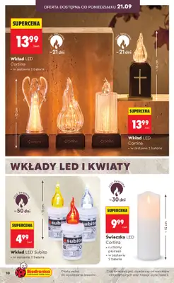 Biedronka - gazetka promocyjna Znicze, wkłady i kwiaty od poniedziałku 21.09  - strona 10