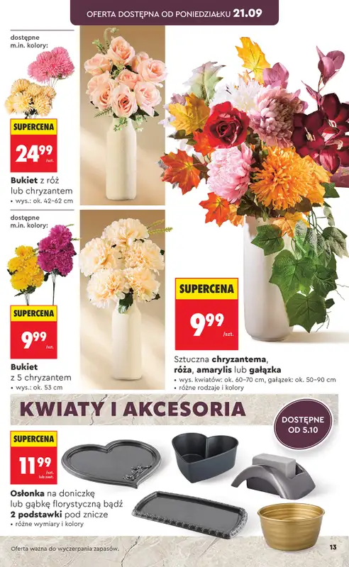 Biedronka - gazetka promocyjna Znicze, wkłady i kwiaty od poniedziałku 21.09  - strona 13