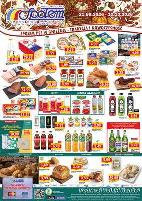 Społem - Blisko i Korzystnie - gazetka promocyjna Plakat promocyjny PSS Gniezno od poniedziałku 21.09 do soboty 10.10