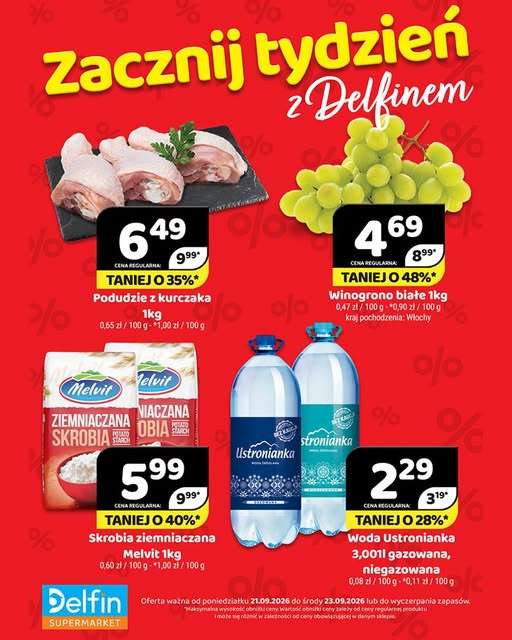 Delfin - gazetka promocyjna Zacznij tydzień z Delfinem od poniedziałku 21.09 do środy 23.09