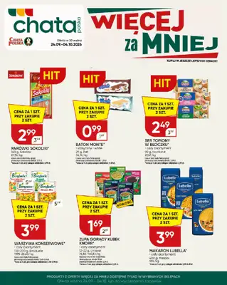 Chata Polska - gazetka promocyjna Więcej za mniej! 24.09-04.10  do niedzieli 04.10