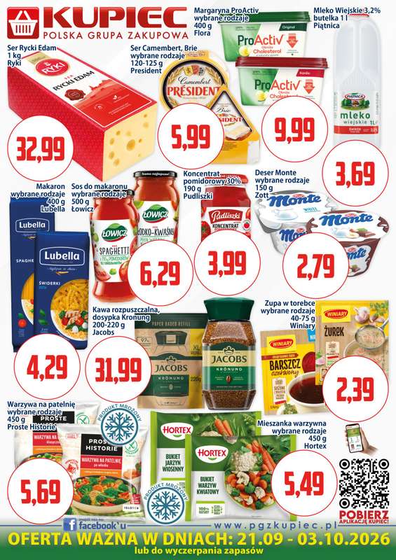Kupiec - gazetka promocyjna Oferta plakatowa od poniedziałku 21.09 do soboty 03.10