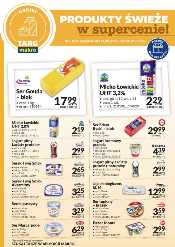 Makro - gazetka promocyjna Targ MAKRO - oferta świeża w super cenach! od poniedziałku 21.09 do soboty 26.09