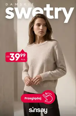 Sinsay - gazetka promocyjna SWETRY damskie od 39,99 PLN od poniedziałku 21.09 