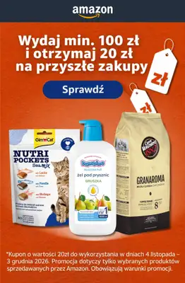 Amazon - gazetka promocyjna Wydaj min. 100 zł i odbierz 20 zł na kolejne zakupy od poniedziałku 21.09 