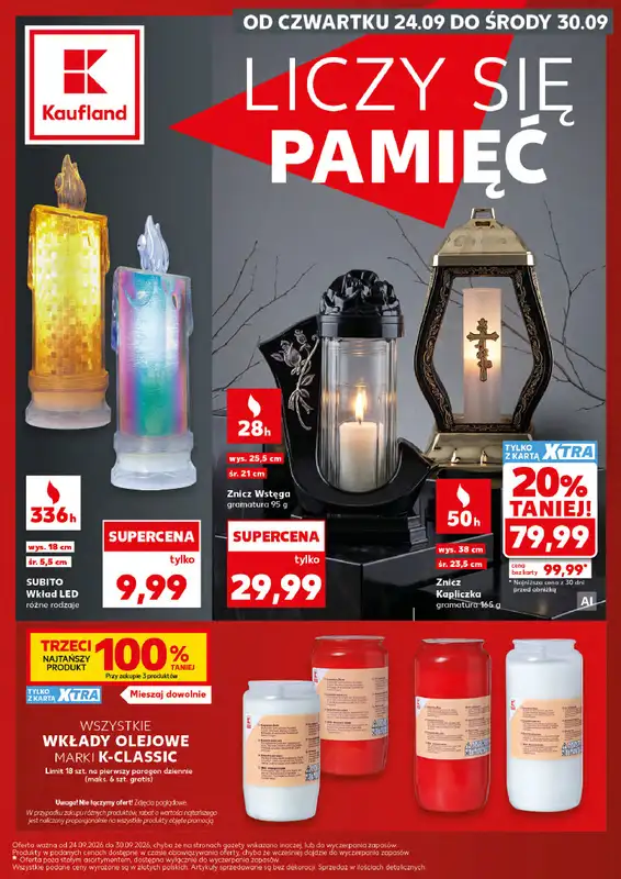 Kaufland - gazetka promocyjna Oferta Kaufland - Znicze od czwartku 24.09 do środy 30.09