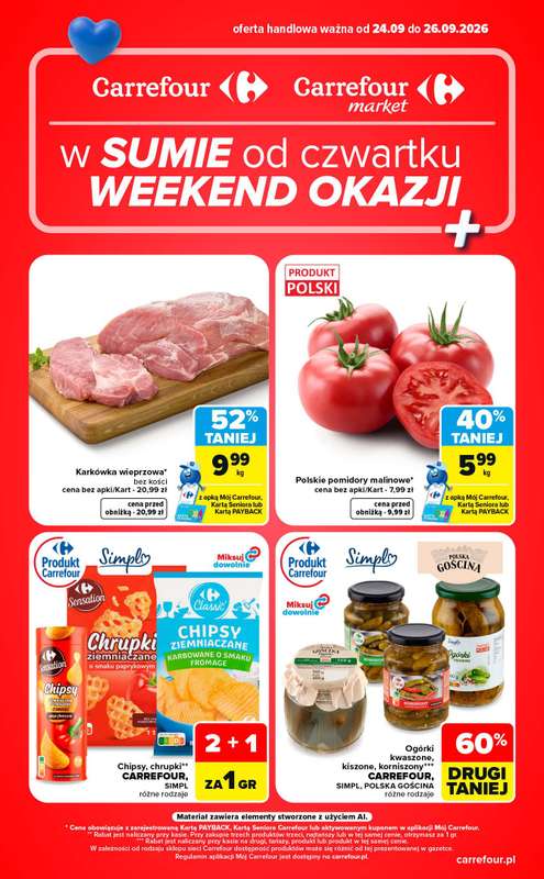 Carrefour - gazetka promocyjna W sumie od czwartku weekend okazji od czwartku 24.09 do soboty 26.09