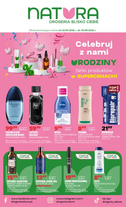 Drogerie Natura - gazetka promocyjna Gazetka od wtorku 22.09 do środy 30.09