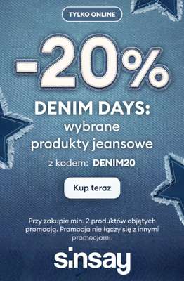 Sinsay - gazetka promocyjna -20% z kodem DENIM DAYS od wtorku 22.09 