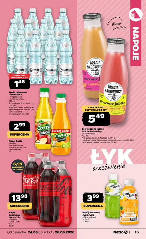 Netto - gazetka promocyjna Gazetka Spożywcza od czwartku 24.09 do soboty 26.09 - strona 15