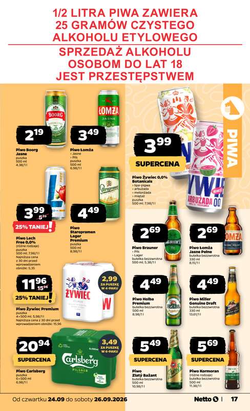 Netto - gazetka promocyjna Gazetka Spożywcza od czwartku 24.09 do soboty 26.09 - strona 17