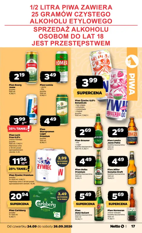 Netto - gazetka promocyjna Gazetka Spożywcza od czwartku 24.09 do soboty 26.09 - strona 17