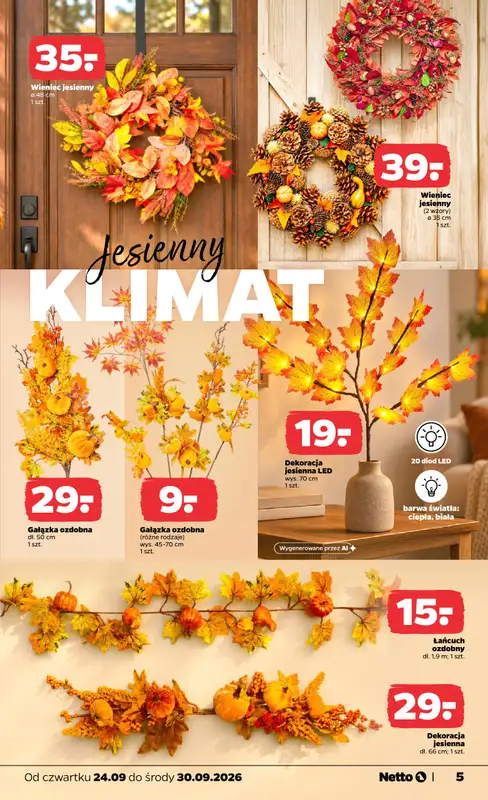 Netto - gazetka promocyjna Inspiracje tygodnia jesienny dom od czwartku 24.09 do środy 30.09 - strona 5