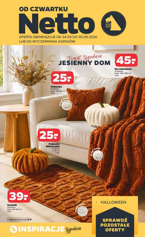 Netto - gazetka promocyjna Inspiracje tygodnia jesienny dom od czwartku 24.09 do środy 30.09