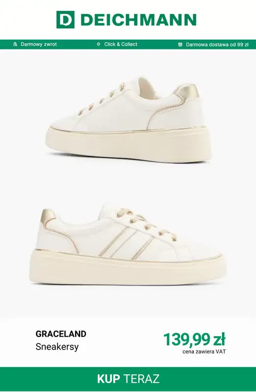 Deichmann - gazetka promocyjna Białe sneakersy damskie od wtorku 22.09  - strona 2