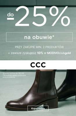 CCC - gazetka promocyjna Do -25% przy zakupie min. 2 produktów od środy 23.09 do środy 30.09