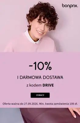 bonprix - gazetka promocyjna -10% + darmowa dostawa od środy 23.09 do niedzieli 27.09
